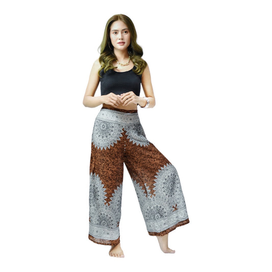 Chic and Comfortable: Flared Wide Leg Pants Elastic Waist Long Printed Trousers for Women #FL001